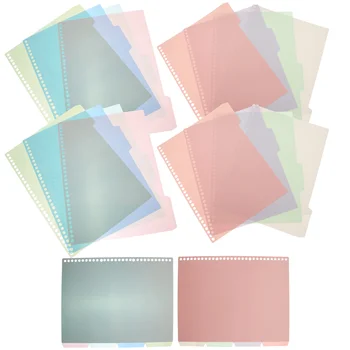 6 סטים המחיצה קלסר פלסטיק מחיצות נקוב אגרוף צבעוני A4 פנקס רשימות כרטיסיות