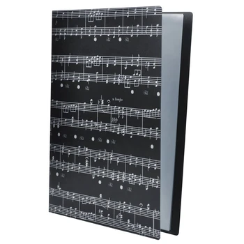 מוזיקה שחורה קובץ גיליון נייר תיקיית אחסון מסמכים מחזיק גיליון ריק קבצים פלסטיק בגודל A4 40 כיסים (מוזיקה, גיליון שחור)