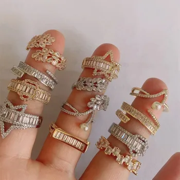 דרום קוריאה החדשה המדהימה כוכב גיאומטריות פתיחת טבעת מתוק טמפרמנט אופנה פשוטה טבעת אלגנטית בנות תכשיטים