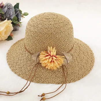 חדש לנשים כובע 2019 באביב ובקיץ כובע קש הגירסה הקוריאנית של הגברת פרחים חיצונית חוף שמשיה אופנה כובעים סיטונאיים H019