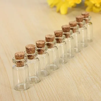 10pcs/סט 1ml קטן קטן ברור שעם זכוכית בקבוקים בקבוקים לחתונה קישוט חג Hogard