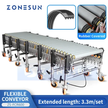 ZONESUN גמיש להרחבה מסוע גומי מכוסה מופעל על רולים רב טריז V חגורות חומר טיפול בציוד ZS-FCR600