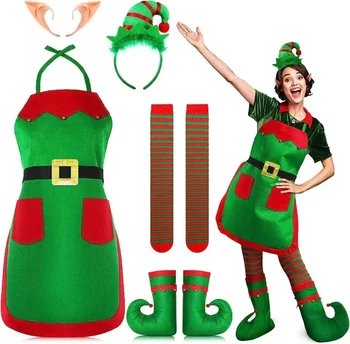 חדש חג המולד תחפושות קוספליי מטבח סינר הביתה פריטי צד קישוט חג המולד ירוק שמלת הסינר מתאים להגדיר נשים גברים