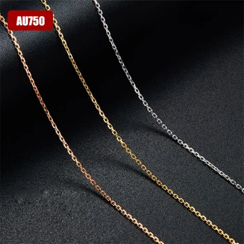 אמיתי 18K זהב שרשרת קלאסית פשוטה אטב קישור שרשרת זהב טהור AU750 לנשים תכשיטים יפים מתנה