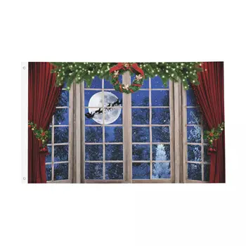 חג המולד שמח סנטה קלאוס מתנה חלון הדגל באנר חוצות פוליאסטר שנה חדשה קישוט דו צדדית 2x3 3x5 4x6 5x8 רגל דגלים
