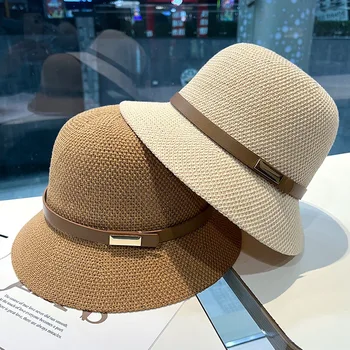 הקיץ דלי כובע אישה דייג כובע נשי חגורת מתכת תווית לנשימה שמשיה, קרם הגנה כובע השמש חוף תכליתי אגן הכובע