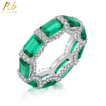 PuBang תכשיטים יפים Soild 925 כסף סטרלינג ירוק/צהוב חן נוצר Moissanite טבעת יהלום לנשים מתנה משלוח חינם
