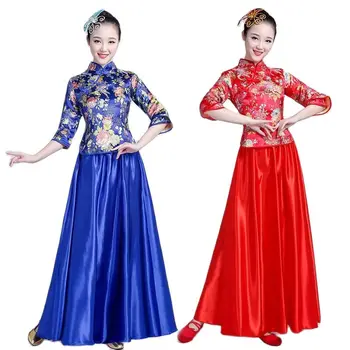 סינית מסורתית נשים Hanfu מסיבת שמלה קלאסית ריקוד תלבושות במה לזמרים Hanfu טאנג חליפה העליון וחצאית סטים