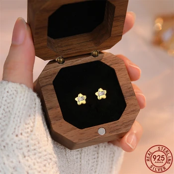 כסף סטרלינג 925 קוריאנית זירקון פרח קטן עגילים לנשים בנות אופנה פשוטה הקיץ תכשיטים מתנה