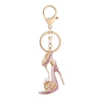 מפתח שרשרת תליון נעל מחזיקי מפתחות Wristlet נשים התיק מתכת התיק עקב גבוה קישוט צמיד נעלי ספורט