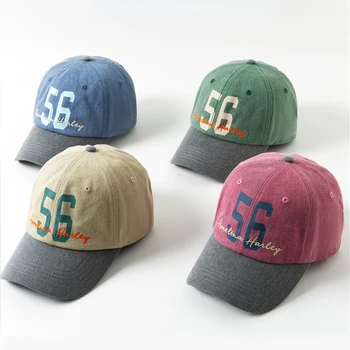 2023 חדש ראש גדול כובע בייסבול של נשים קוריאה מהדורת אופנה מגוונים פנאי ספורט אלפבית כובע רך העליון של גברים כובע בייסבול