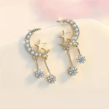 הירח כוכב ציצית עגילים לנשים אופנה קוריאנית זירקון טיפה Earings 2023 מגמה חדשה נקבה האוזן תכשיטים מתנה הסיטוניים KCE080