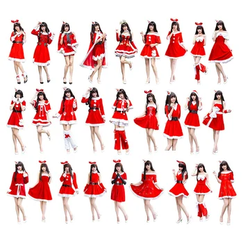 האופנה החדשה חג המולד Cosplay סנטה קלאוס נשים בנות שמלת תחפושת Cosplay חג המולד בגדים הבמה להראות סקסי אדום כי החלוק שמלות