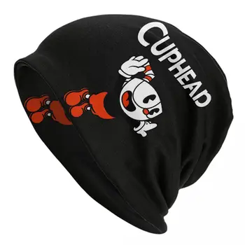 Cuphead בונט כובעים מגניב סריגה כובע לגברים נשים חורף חם קריקטורה משחק Skullies כובעים כובעים