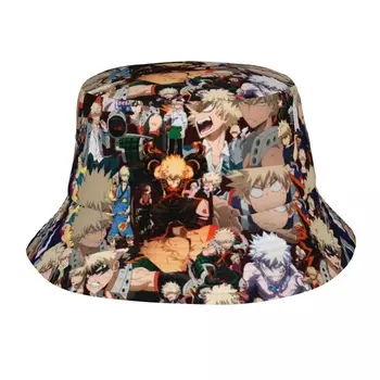 אופנתי Bakugou Katsuki שלי גיבור אקדמיה אנימה דלי כובע ילדה מתקפל חיצונית דייג ספורט כובעי קיץ החוף המילוט הכובעים