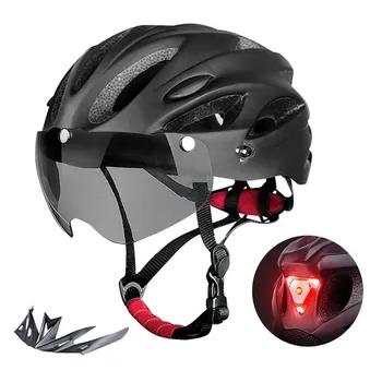 קסדת אופניים עם זנב LED אור למבוגרים קסדת רכיבה על אופניים מתאים 58-62cm קל משקל לנשימה צבעוני אופניים קסדות ואביזרים