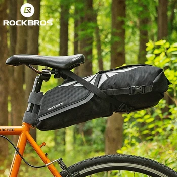 ROCKBROS האופניים תיק אופניים אוכף תיק עמיד למים 8L קיבולת אוכף תיק מתקפל רכיבה על אופניים זנב אחורי תיק אופניים MTB המטען שקיות