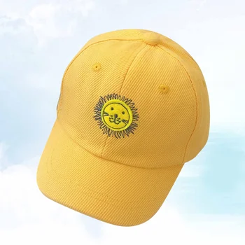 ילדים התינוק אריה דפוס אופנה לשיא בייסבול קרם הגנה כובע עבור נסיעות חיצונית 1-5 בת בנים ובנות (צהוב)