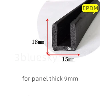EPDM גומי, קצף איטום ספוג U Strip זכוכית מתכת מכונית לוח עץ הקצה Encloser מגן 18x15mm שחור