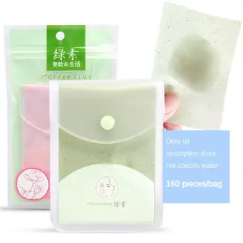ערכת שמן שליטה נייר פנים סופג נייד תה ירוק/ורד מסיר איפור רקמות שמן עור פנים נקי נייר סופג